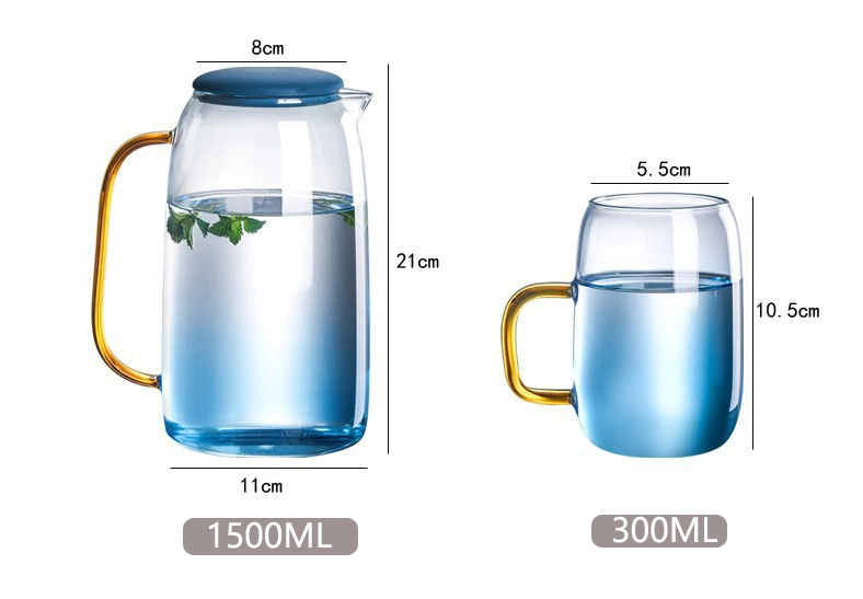 Borosilicate Glass Drinking Water Juice Bottle Pitcher Jug with Plastic Lid