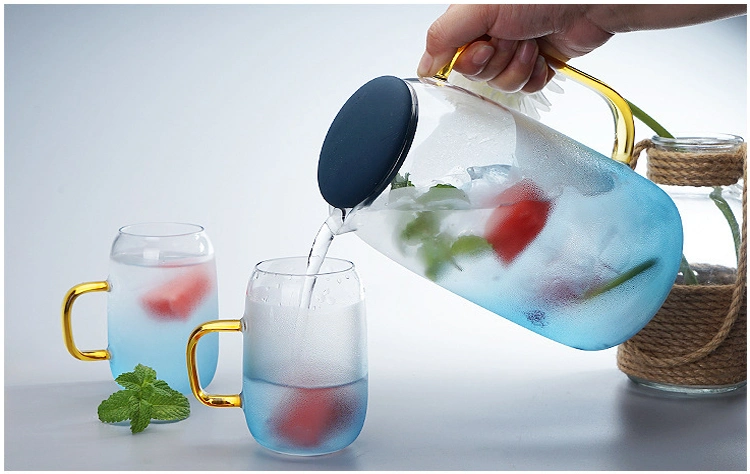 Borosilicate Glass Drinking Water Juice Bottle Pitcher Jug with Plastic Lid