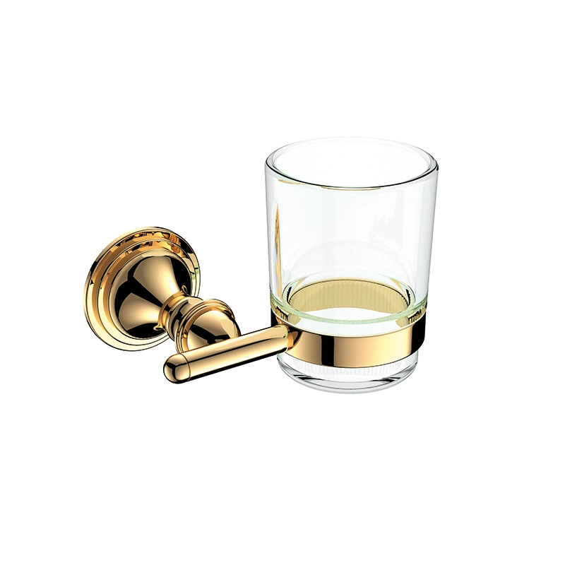 Single Wall Mounted Brass Bedroom Removable Glass Cup Tumbler Holder