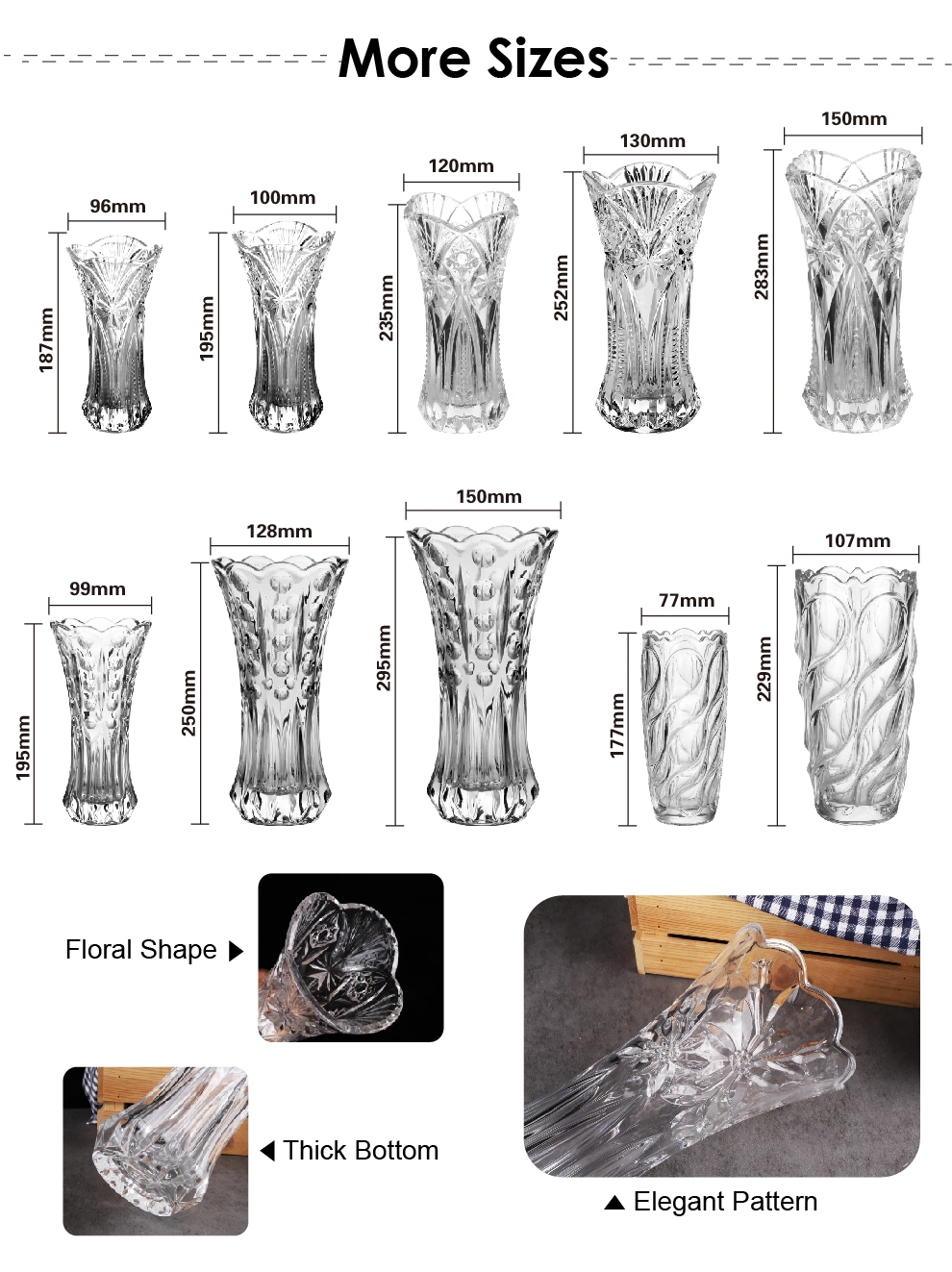 195mm Glass Vase with Different Designs Can Be Customized with Color Painting