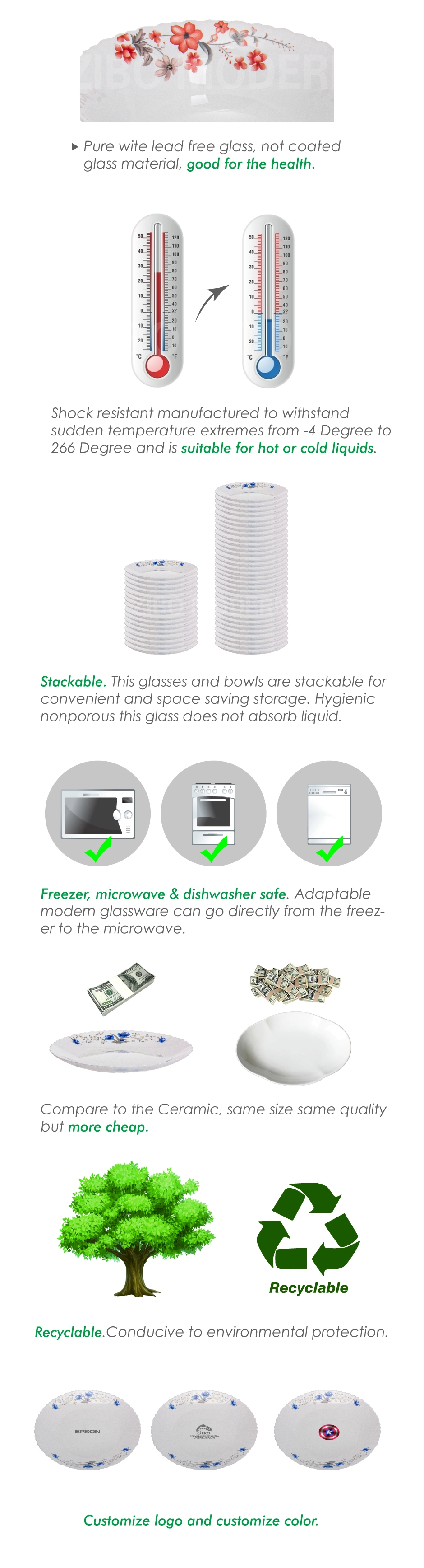 Heat-Resistant Opal Glass Bowl with Lid Food Storage Food Keeper Food Prep Set of 3