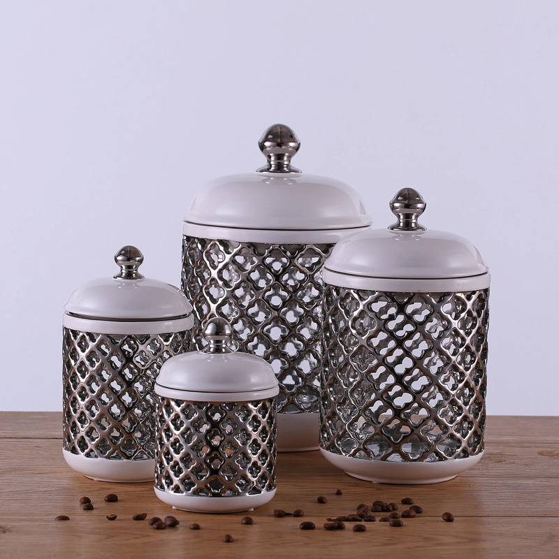 Glass Jar Tea Coffee Sugar Cookie Jar Canister Ceramic