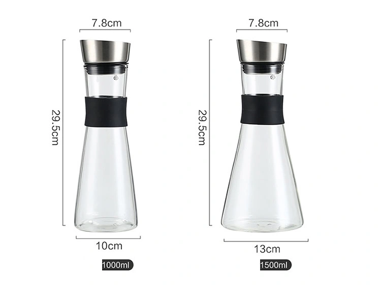 Borosilicate Glass Water Bottle Pitcher Jug with Stainless Steel Lid