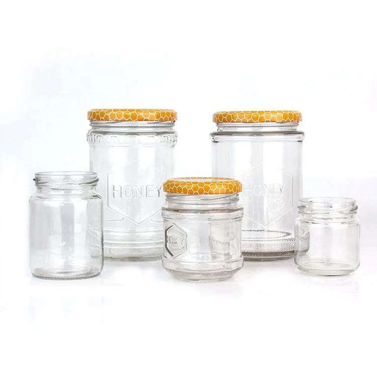 Kitchen Transparent Glass Jar Food Storage Pot with Metal Lid
