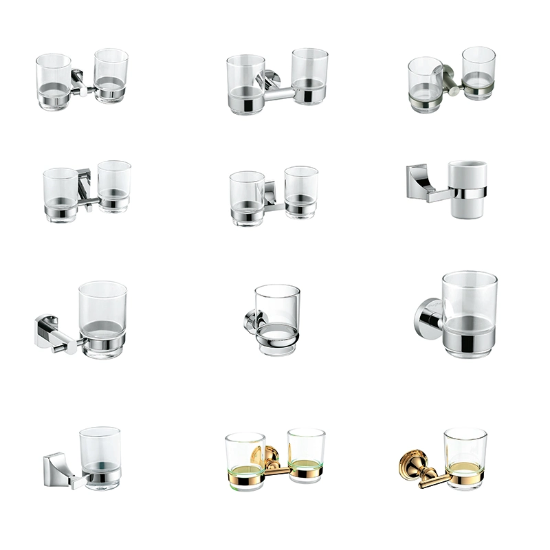 Single Wall Mounted Brass Bedroom Removable Glass Cup Tumbler Holder