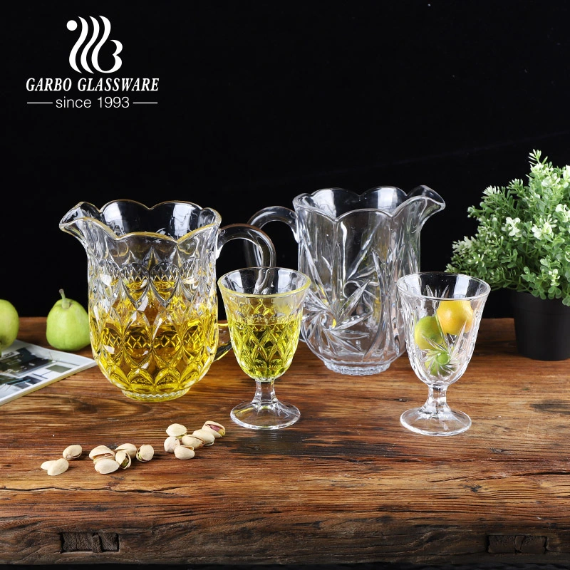 Wholesale Glassware 7PCS Drinking Set Wine Glass Water China Stem Drinks Glass Jug Set Kettle Pot