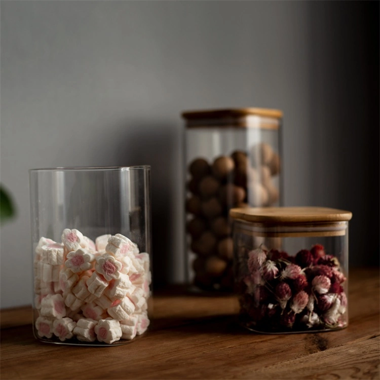 Eco Friendly for Food Storage 500ml 1L Large High Borosilicate Glass Canister for Square Shape