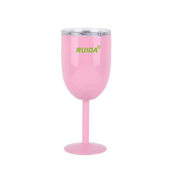Bicchiere da vino in acciaio inossidabile personalizzato da 10 once in oro rosa, calice in vetro, bicchiere da vino