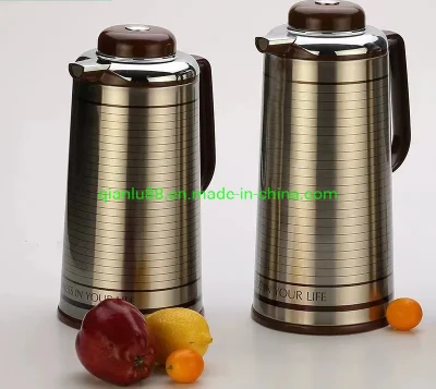 Caraffa termica per tè/caffè di altissima qualità da 1,0 L/1,3 L/1,6 L/1,9 L in metallo/acciaio/ferro con ricarica in vetro rosa