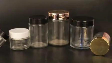 Barattoli cilindrici trasparenti per spezie e miele da 32 oz, 16 oz, 12 oz, 8 oz, 6 oz, 4 oz, 3 oz, 2 oz, 1 oz con tappi di plastica a vite neri