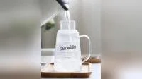 Brocca per acqua in vetro Pyrex fatta a mano con coperchio a tazza