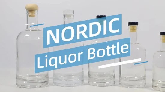 700ml 750ml 1000ml Trasparente Nero Nordico Rotondo Vuoto Rum Whisky Spiriti Gin Vodka Bottiglia di liquore in vetro con tappo in sughero 100ml 200ml 375ml 500ml