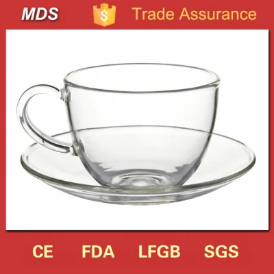 Tazze da tè e piattini in vetro borosilicato trasparente ad un prezzo conveniente