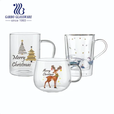 Garbo Cina fornitore di tazze di vetro ad alto borosilicato, vetreria Deingking per tazze di vetro Christmax