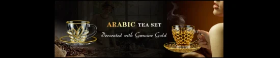 Tazza da tè in vetro con bordo dorato
