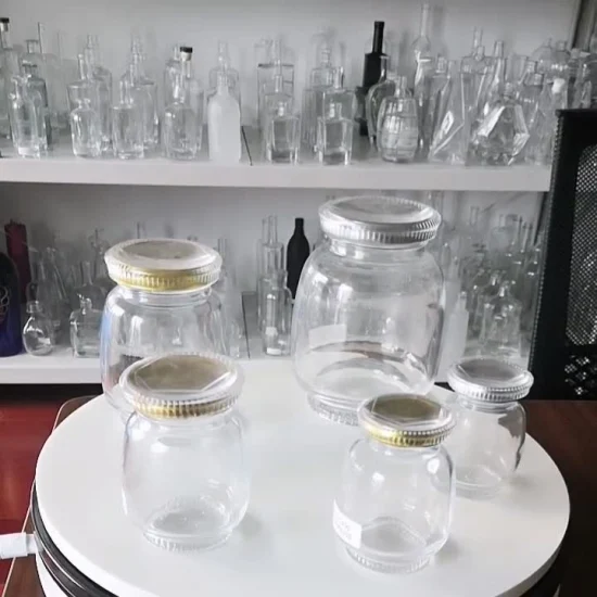 Barattolo di miele quadrato trasparente vuoto all'ingrosso, barattoli di vetro Frascos De Vidrio con coperchi per barattoli di vetro, barattoli di miele e contenitori per alimenti